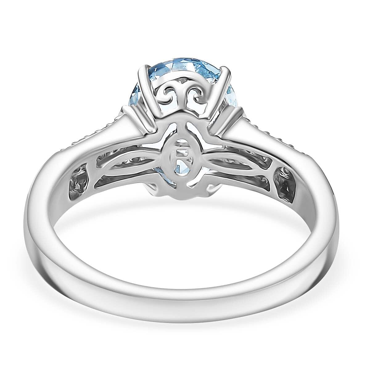 Rhapsody 950 Platinum AAAA Santamaria Aquamarine &amp; White Diamond (VS-E-F) Ring 2.82 Ct, Platinum Wt. 6.50 Gms. 8101142 10