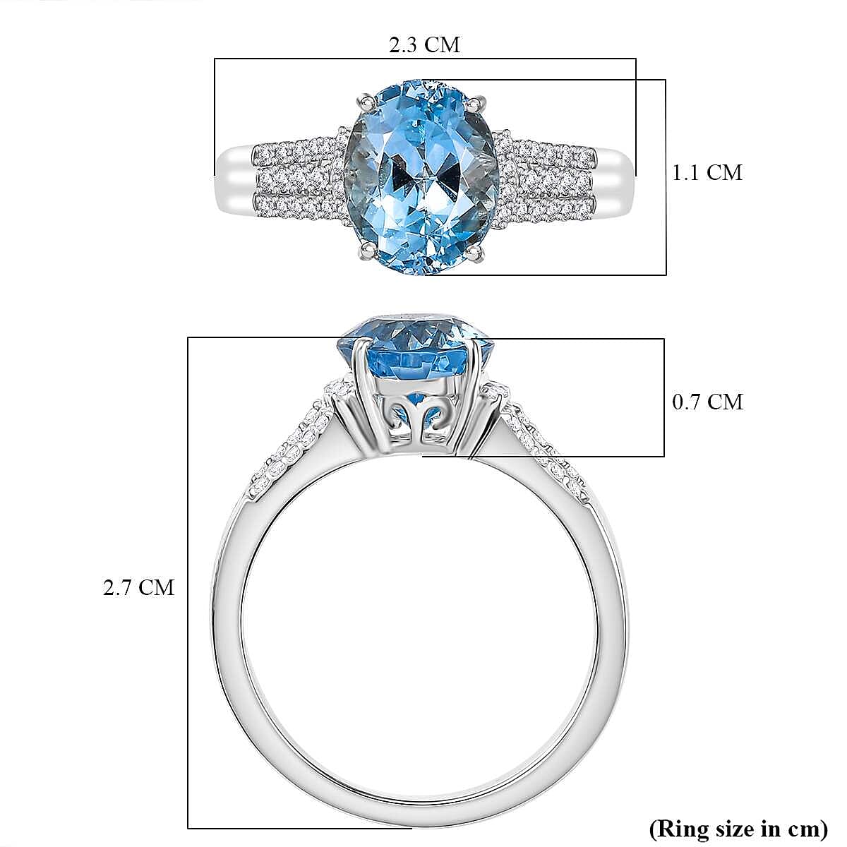 Rhapsody 950 Platinum AAAA Santamaria Aquamarine &amp; White Diamond (VS-E-F) Ring 2.82 Ct, Platinum Wt. 6.50 Gms. 8101142 12