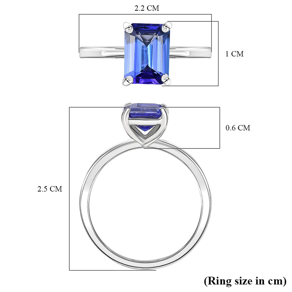 Rhapsody 950 Platinum AAAA Tanzanite Solitaire Ring, Platinum Wt.4.53 Gms  2.072  Ct.