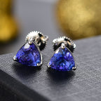 RHAPSODY - 950 Platinum AAAA Tanzanite Solitaire Stud Push Post Earring with Screw Back 2.94 Ct.