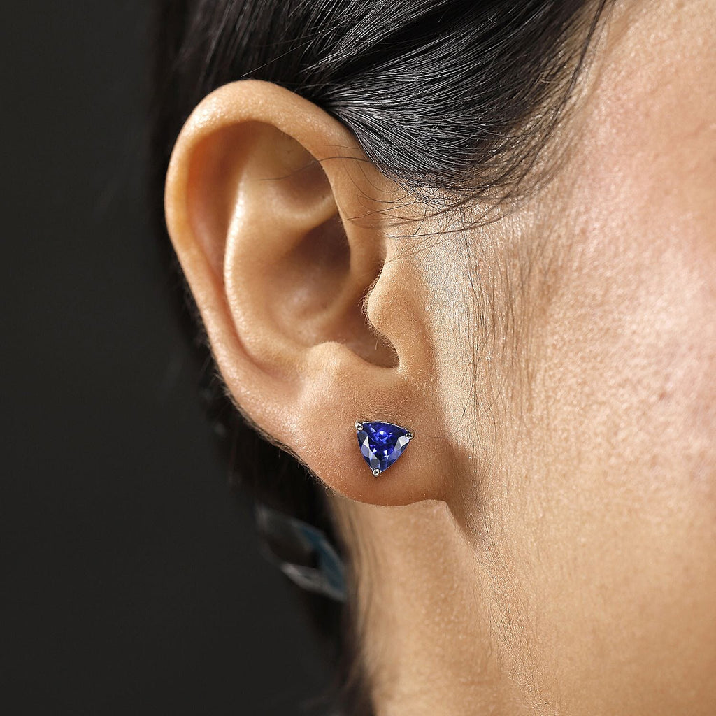 RHAPSODY - 950 Platinum AAAA Tanzanite Solitaire Stud Push Post Earring with Screw Back 2.94 Ct.