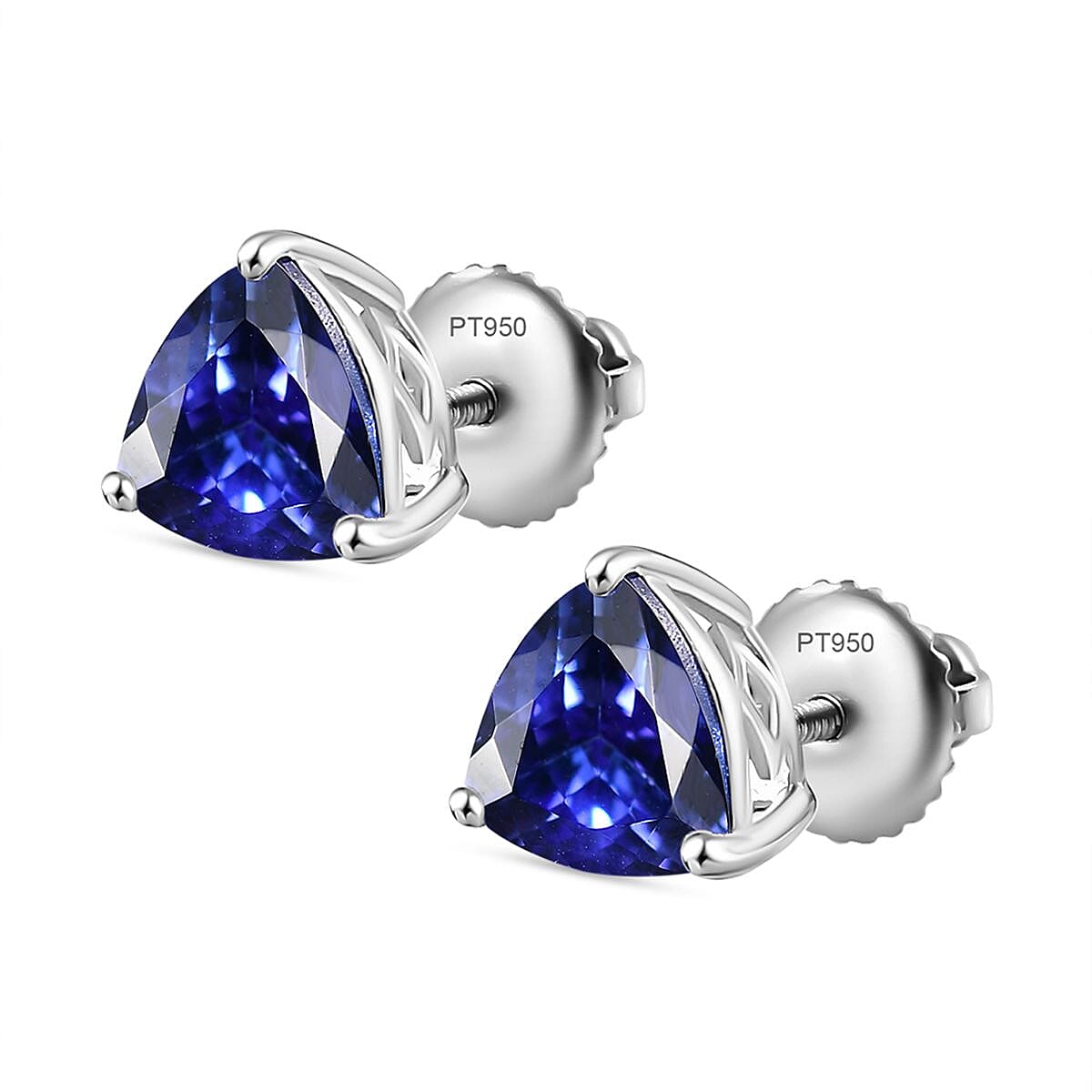 RHAPSODY - 950 Platinum AAAA Tanzanite Solitaire Stud Push Post Earring with Screw Back 2.94 Ct. 7993054 3