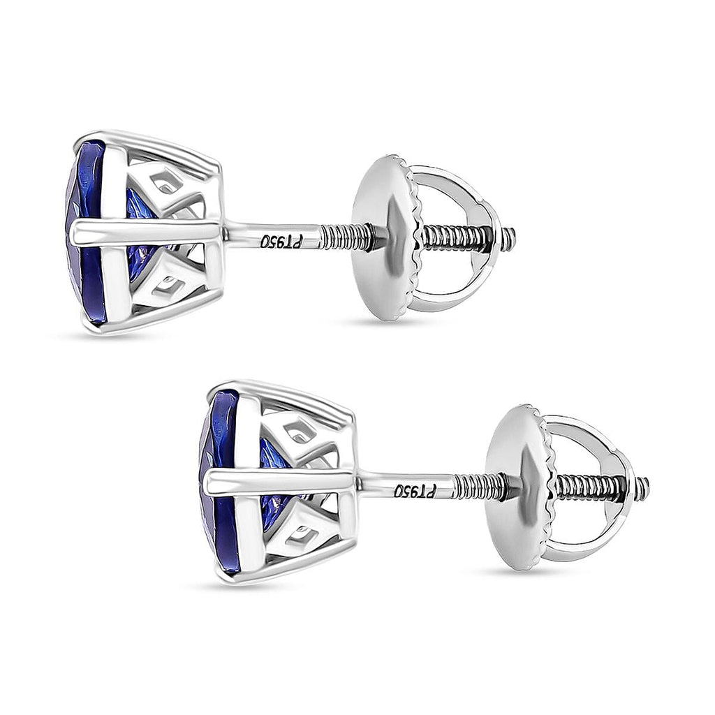 RHAPSODY - 950 Platinum AAAA Tanzanite Solitaire Stud Push Post Earring with Screw Back 2.94 Ct.
