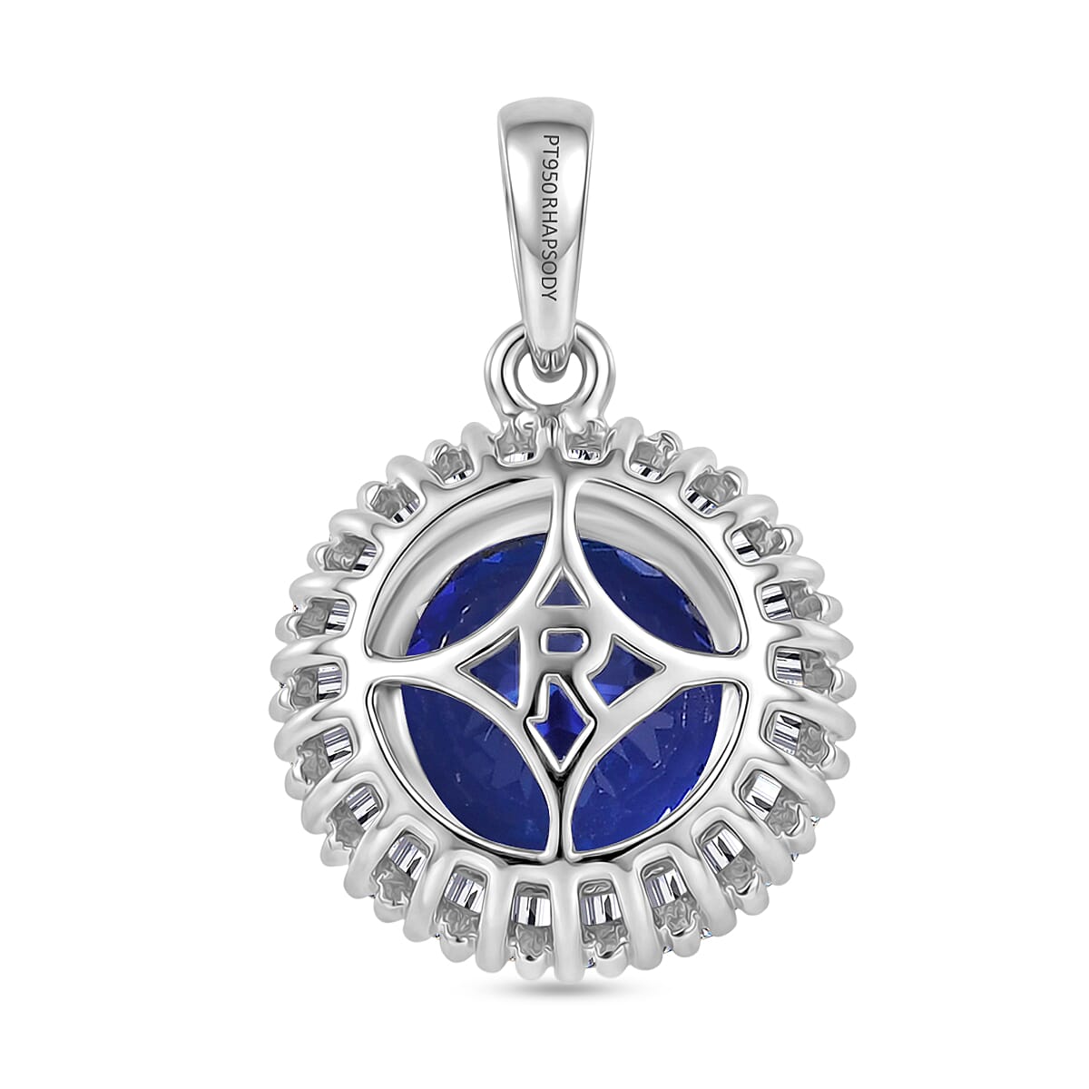 RHAPSODY 950 Platinum AAAA Tanzanite and Natural Diamond (VS-EF) Round Cut Halo Pendant 3.504 Ct. Platinum Wt. 2.84 Gms 8508234 5