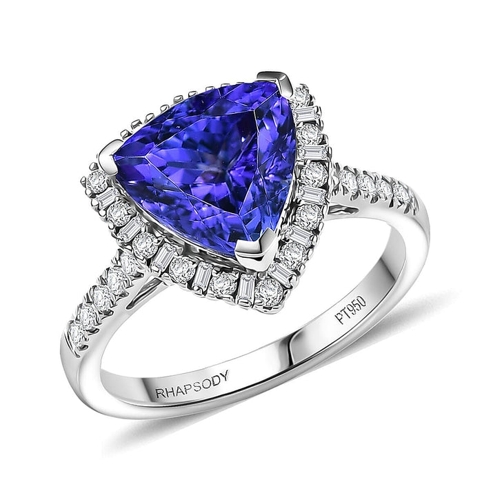 Rhapsody 950 Platinum AAAA Tanzanite VS-EF White Diamond Halo Ring 3.71 Ct, Platinum Wt. 5.65 Gms 8326906 1
