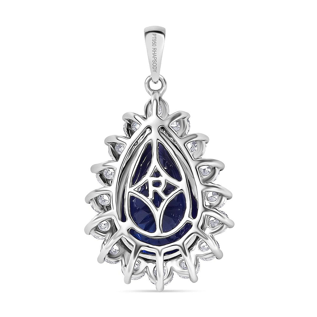 Managing Director Special Rhapsody 11.3 ct. AAAA Tanzanite & Natural Diamond (VS/EF) Solitaire Halo Pendant in 950 Platinum