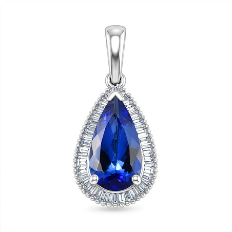 RHAPSODY - 950 Platinum AAAA Tanzanite &amp; Natural Diamond (VS-E-F) Pear Cut Pendant 4.00 Ct 8576493 1