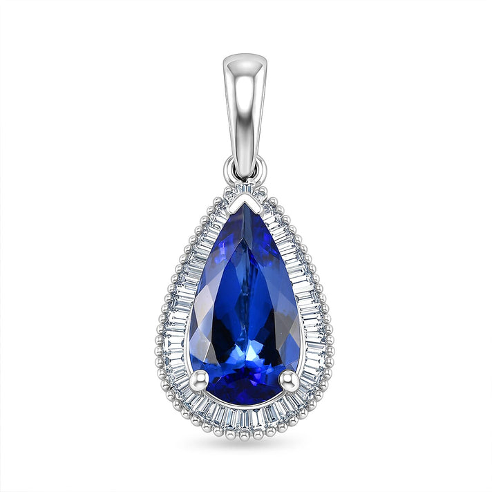 RHAPSODY - 950 Platinum AAAA Tanzanite &amp; Natural Diamond (VS-E-F) Pear Cut Pendant 4.00 Ct 8576493 1