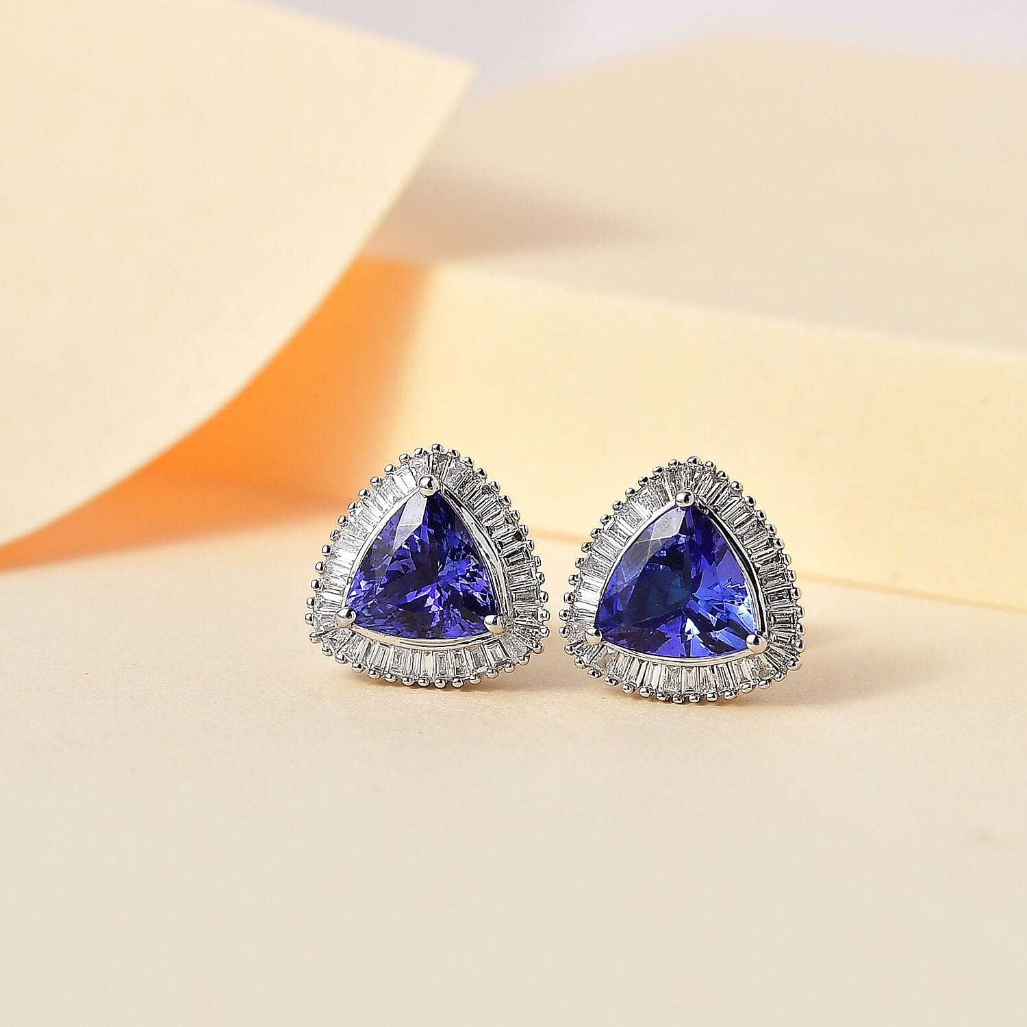 RHAPSODY 950 Platinum AAAA Tanzanite White Diamond EF, VS Halo Earrings 7963416 1