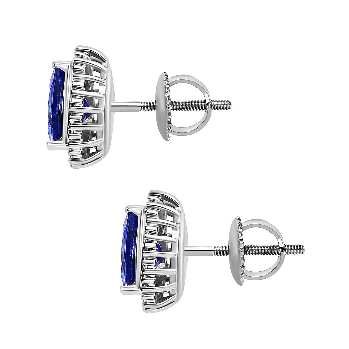 RHAPSODY 950 Platinum AAAA Tanzanite White Diamond EF, VS Halo Earrings 7963416 4