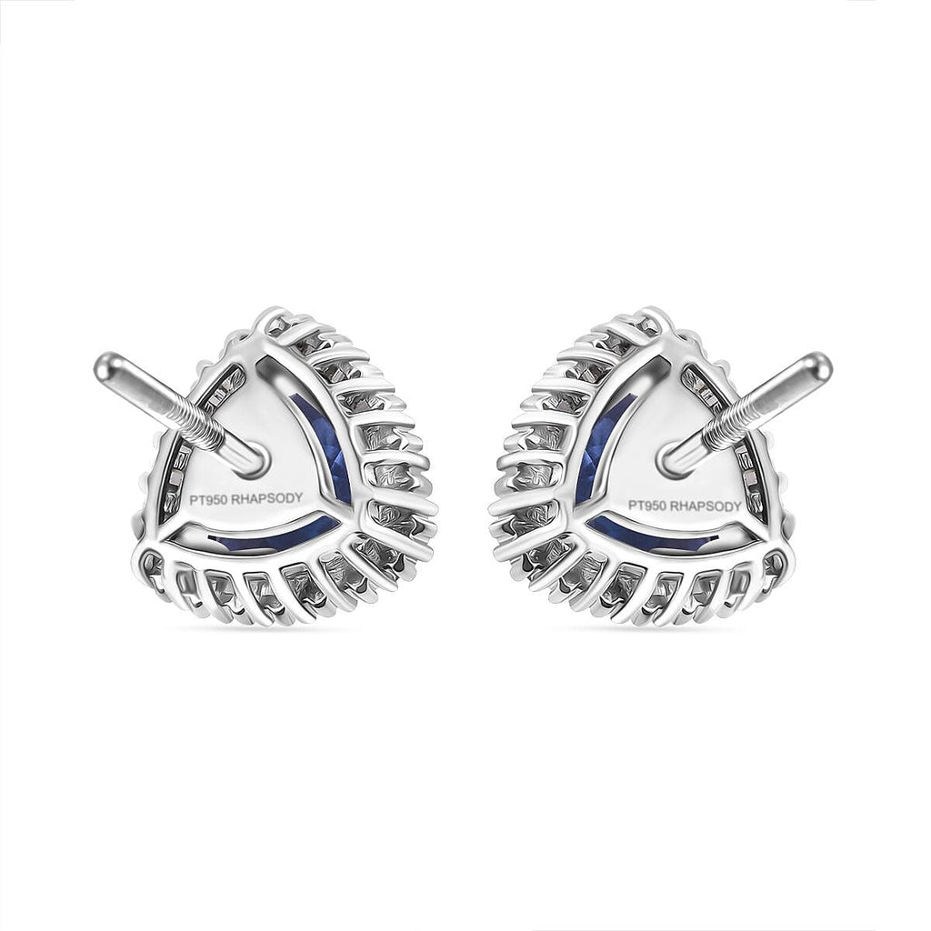 RHAPSODY 950 Platinum  AAAA  Tanzanite   White Diamond  EF, VS Solitaire Stud Push Post Earrin  Platinum Wt. 3Gms  2.33ct