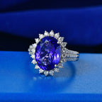 The Heirloom Collection - Rhapsody 950 Platinum AAAA Tanzanite (7.62 Ct) with Natural Earth Mined VS-E-F White Diamonds (0.85 Ct) Halo Ring 8.47 Ct, Platinum Wt. 7.95 Gms