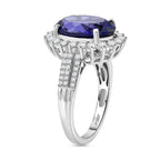 The Heirloom Collection - Rhapsody 950 Platinum AAAA Tanzanite (7.62 Ct) with Natural Earth Mined VS-E-F White Diamonds (0.85 Ct) Halo Ring 8.47 Ct, Platinum Wt. 7.95 Gms