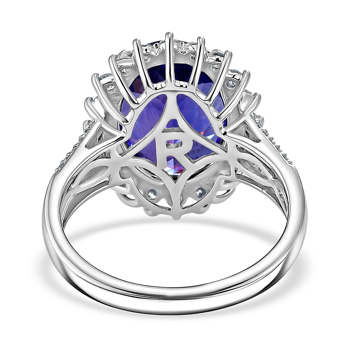 The Heirloom Collection - Rhapsody AAAA Tanzanite (7.62 Ct) with Natural Earth Mined VS-E-F White Diamonds (0.85 Ct) Halo Ring in 950 Platinum 8.47 Ct. 8550683 5