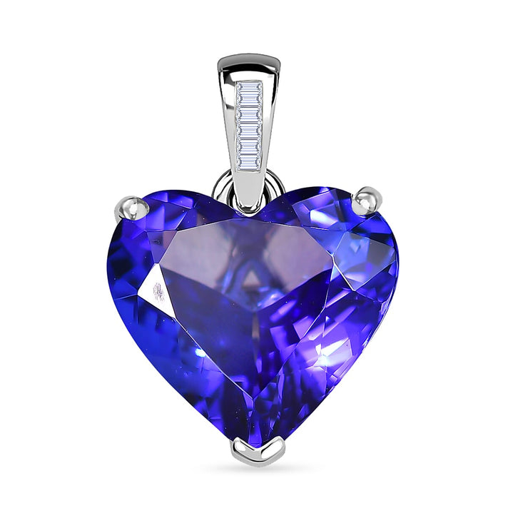 Rhapsody - 950 Platinum AAAA Tanzanite &amp; VS-E-F White Diamond Heart Pendant 8.21 Ct, Platinum 8539869 1