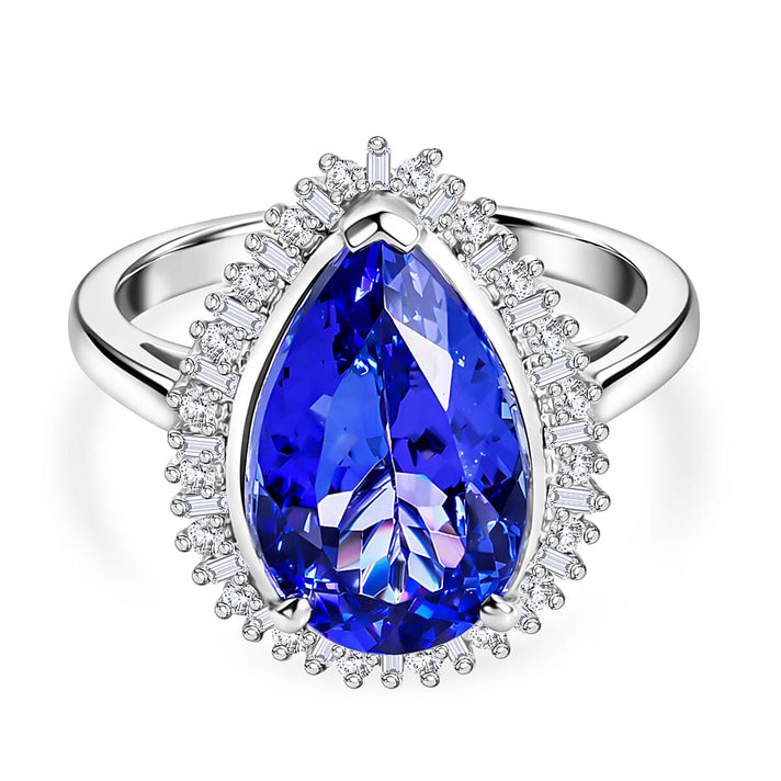 Rhapsody - 950 Platinum AAAA Tanzanite &amp; VS-E-F White Diamond Halo Ring 7.60 Ct, Platinum Wt. 9.06 Gms 8539871 1