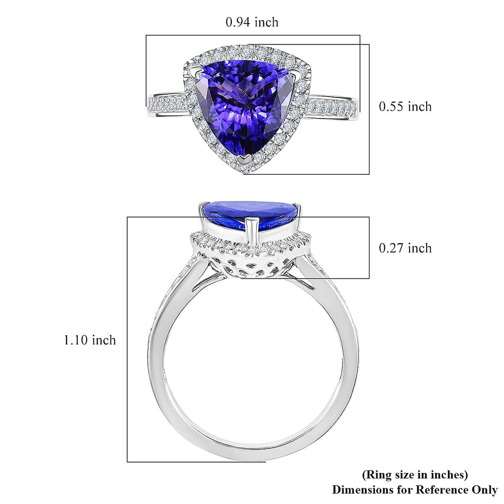 Rhapsody 950 Platinum AAAA Tanzanite White Diamond VS-EF Main Stone With Side Stone Ring, Platinum Wt.7.57 Gms  3.982  Ct.