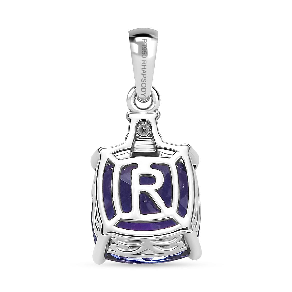 RHAPSODY 4.67 Ct. AAAA Tanzanite, White Diamond Solitaire Pendant in 950 Platinum (VS-EF) 8168140 5