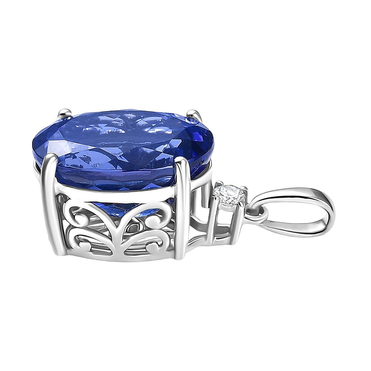 RHAPSODY 8.77 Ct. AAAA Tanzanite, White Diamond Solitaire Pendant in 950 Platinum (VS-EF) 8168545 4