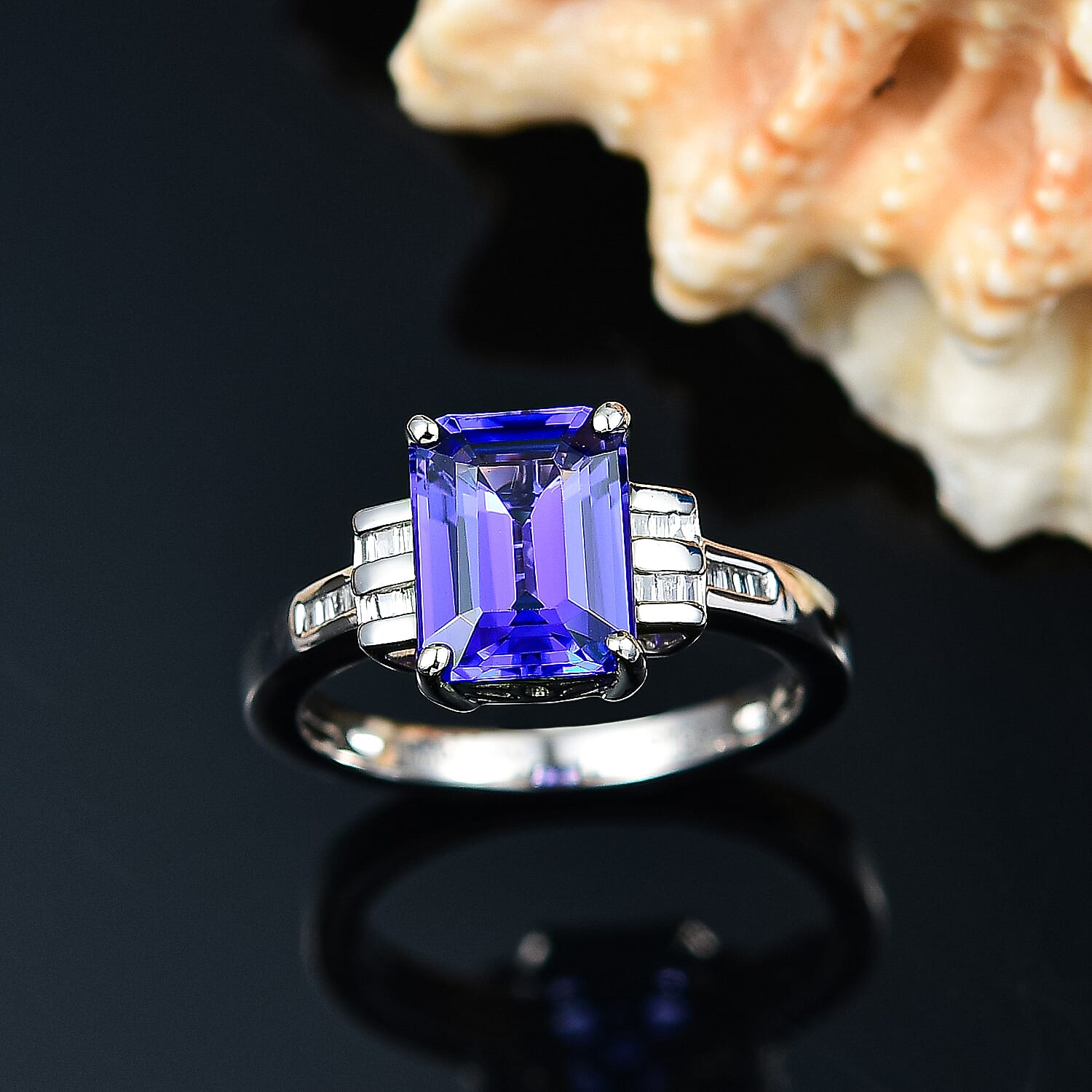 RHAPSODY 950 Platinum AAAA Tanzanite &amp; White Diamond (VS-E-F) Ring 2.58 Ct, Platinum wt. 4.88 Gms. 8058814 2