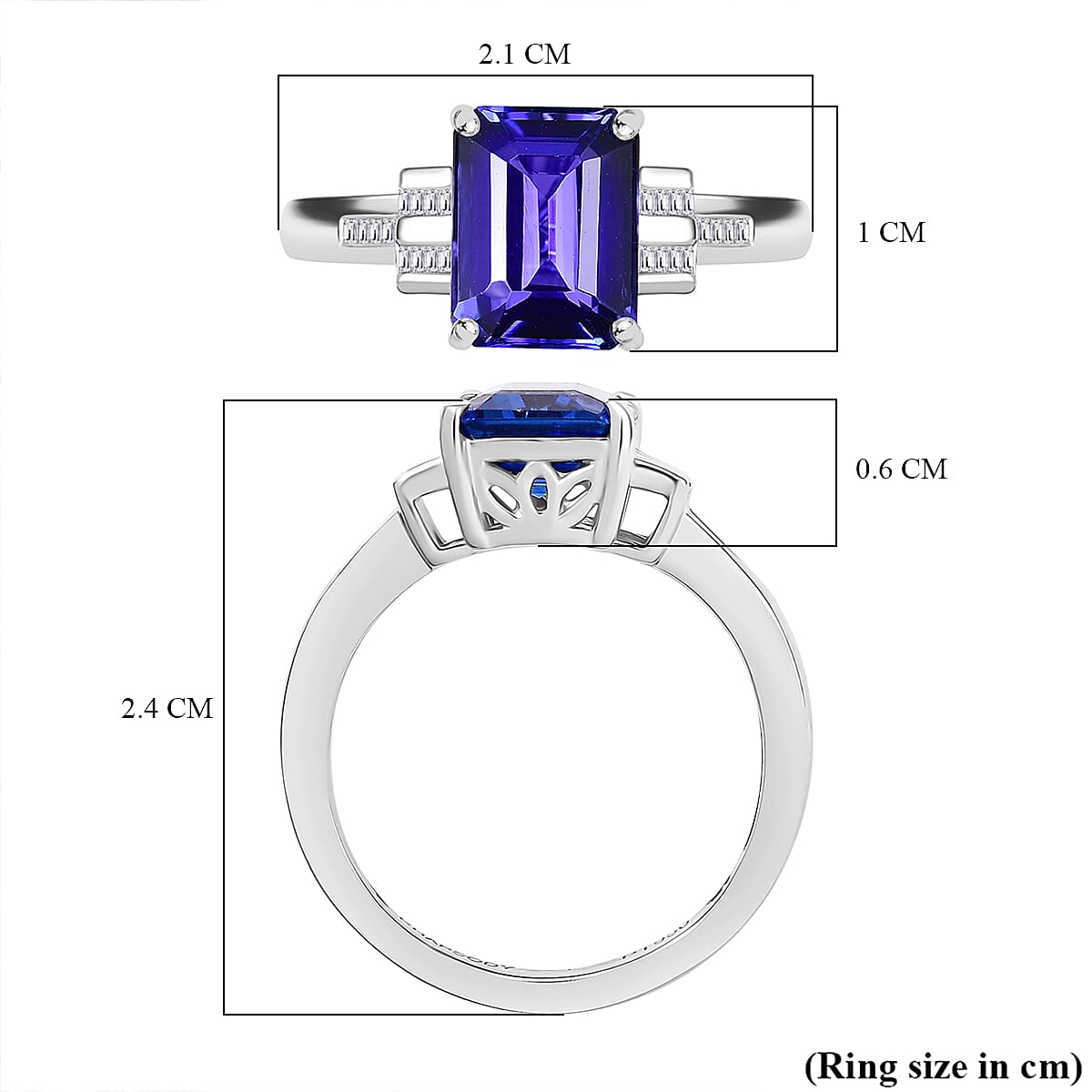 RHAPSODY 950 Platinum AAAA Tanzanite &amp; White Diamond (VS-E-F) Ring 2.58 Ct, Platinum wt. 4.88 Gms. 8058814 6