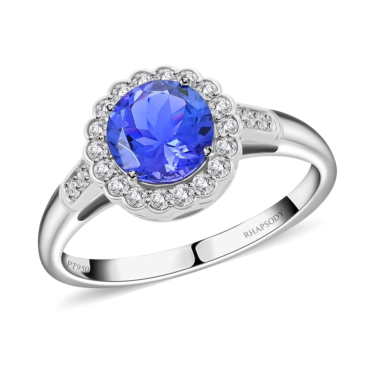 Rhapsody 950 Platinum AAAA Tanzanite White Diamond VS Ring, Platinum Wt.5.06 Gms  2.100  Ct. 7755271 0
