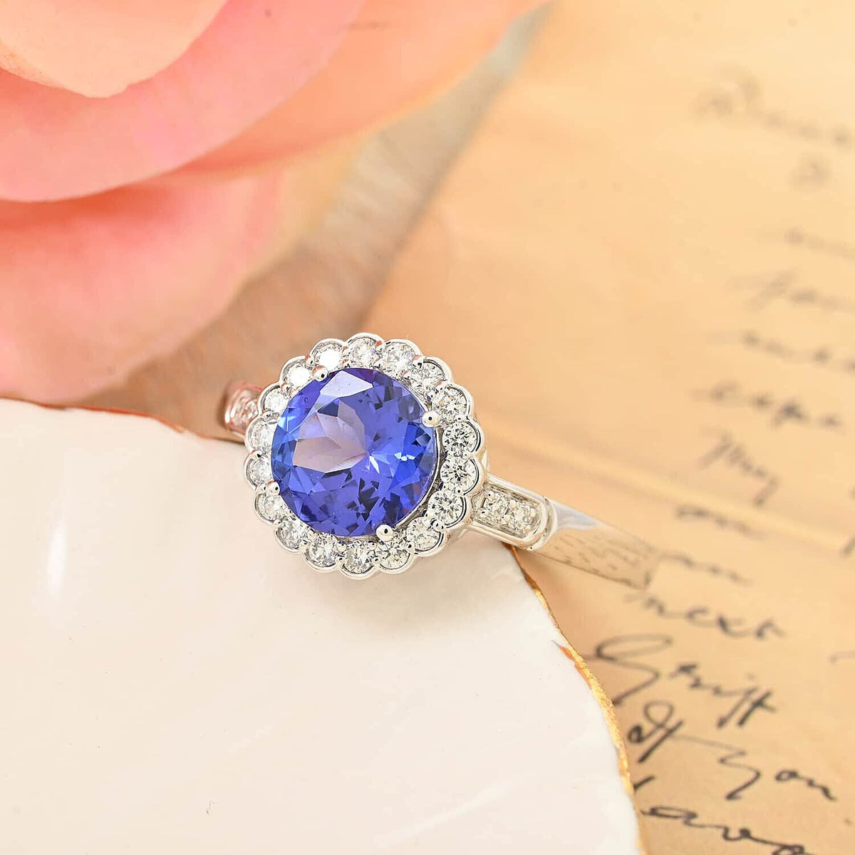 Rhapsody 950 Platinum AAAA Tanzanite White Diamond VS Ring, Platinum Wt.5.06 Gms  2.100  Ct. 7755271 1