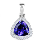 RHAPSODY 950 Platinum AAAA Trillion (4.00 Cts) Tanzanite & Natural Diamond (VS-E-F) Halo Pendant 4.47 Ct.