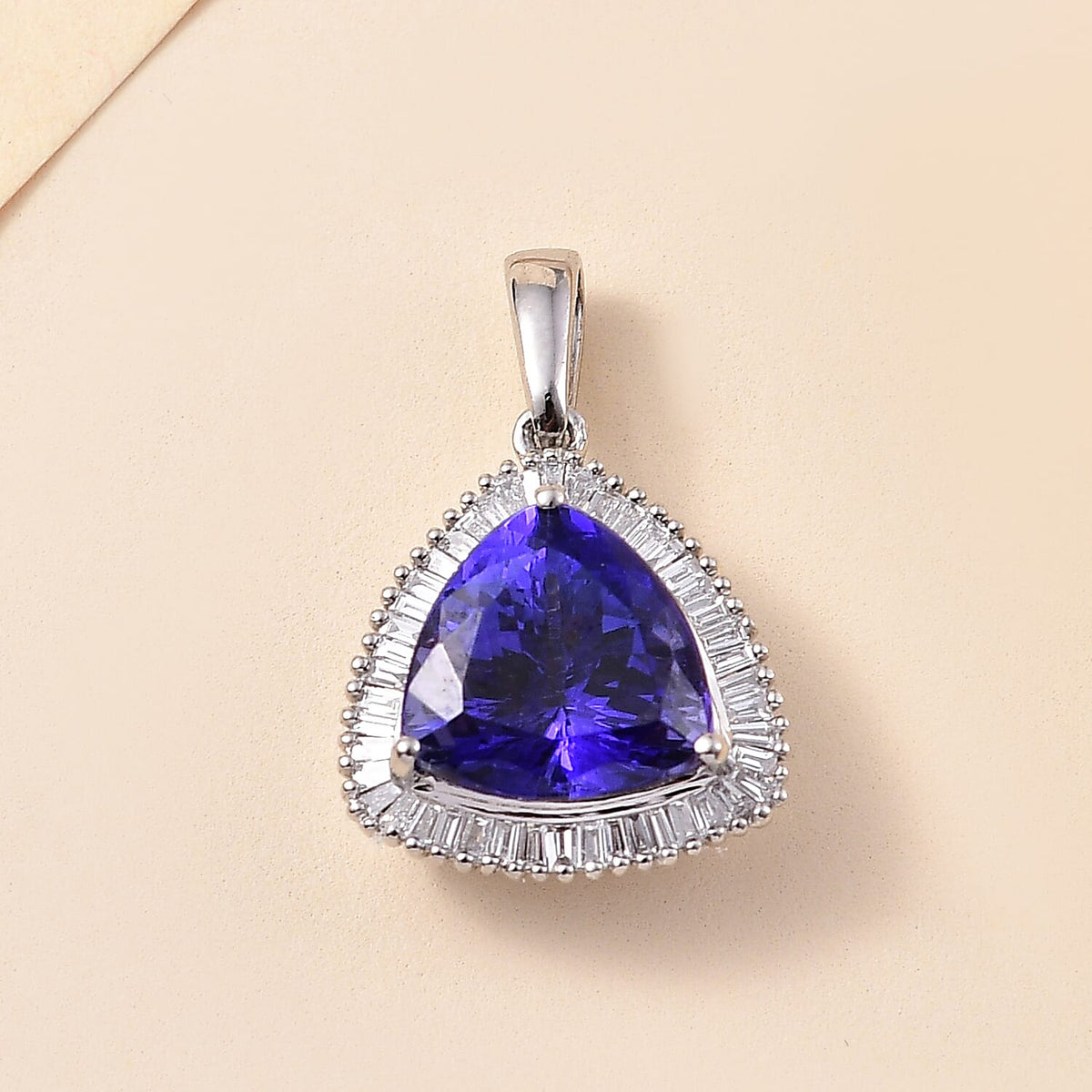 Rhapsody 950 Platinum AAAA Tanzanite White Diamond VS Halo Pendant 4.47 Ct. 8029556 2