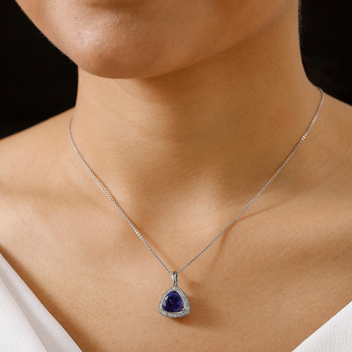 Rhapsody 950 Platinum AAAA Tanzanite White Diamond VS Halo Pendant 4.47 Ct. 8029556 3