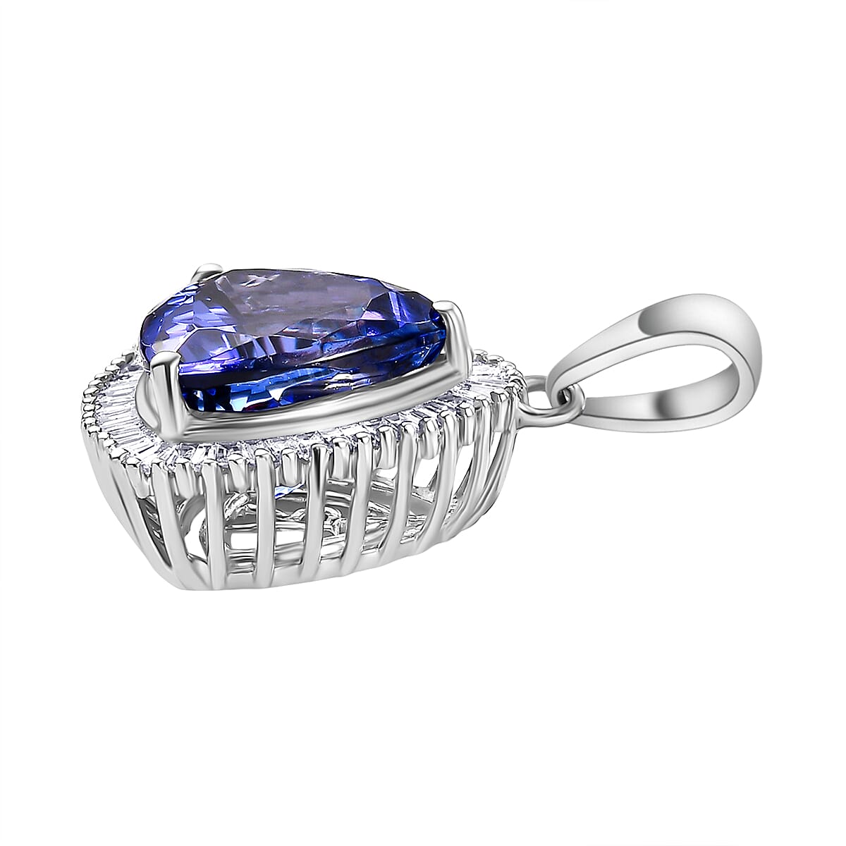Rhapsody 950 Platinum AAAA Tanzanite White Diamond VS Halo Pendant 4.47 Ct. 8029556 4