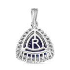 RHAPSODY 950 Platinum AAAA Trillion (4.00 Cts) Tanzanite & Natural Diamond (VS-E-F) Halo Pendant 4.47 Ct.