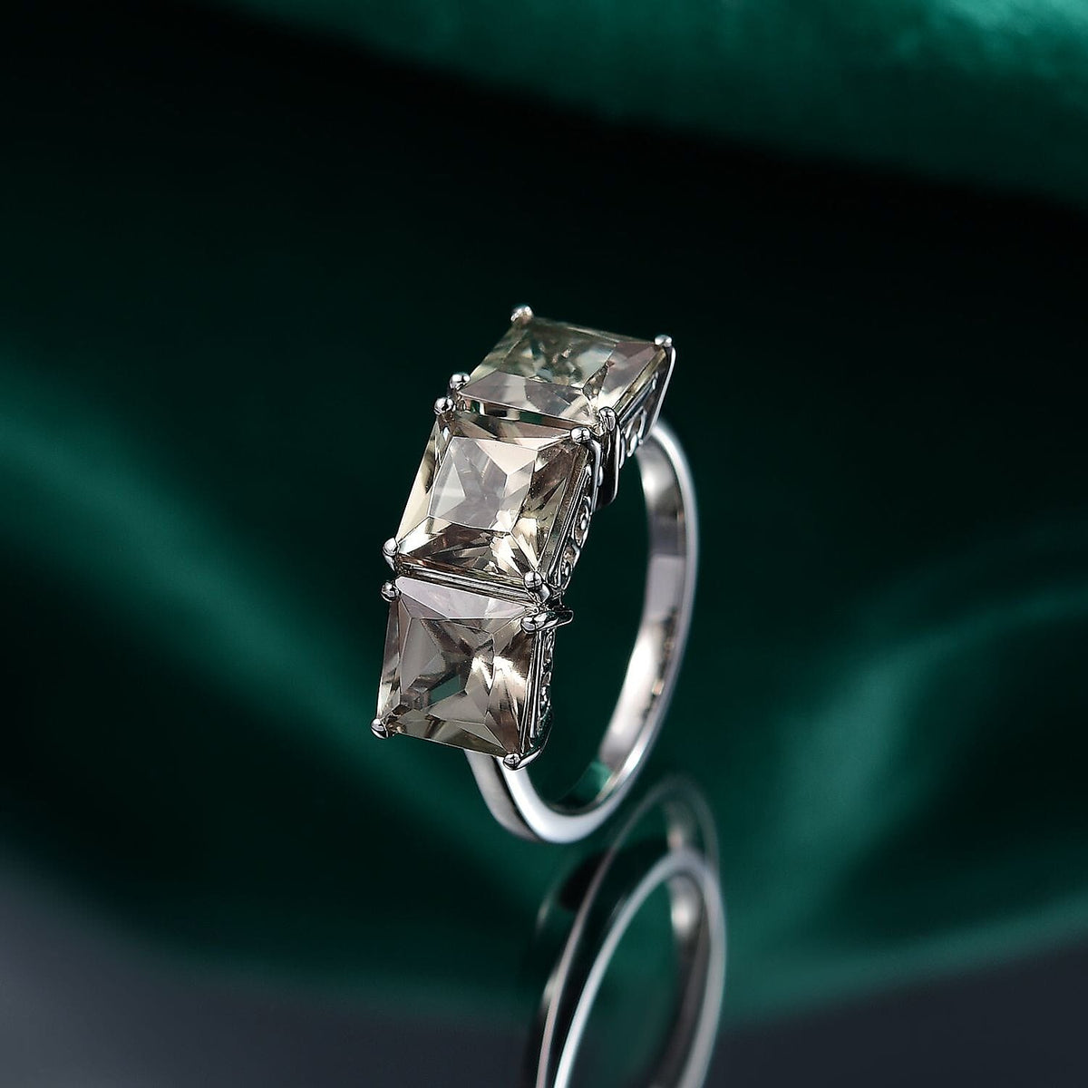 RHAPSODY 950 Platinum AAAA Turkizite 3 Stone Ring 5.95 Ct 8155378 2