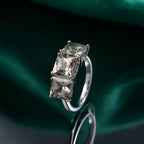 RHAPSODY 950 Platinum AAAA Turkizite 3 Stone Ring 6.00 Ct, Platinum Wt.4.74 Gms.