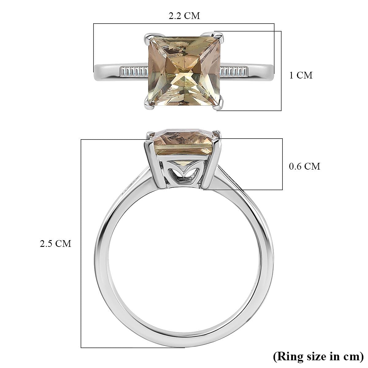 RHAPSODY 950 Platinum AAAA Turkizite (Princess Cut - 2.45 Ct) White Diamond (EF-VS) Ring 2.52 Ct 7698234 12