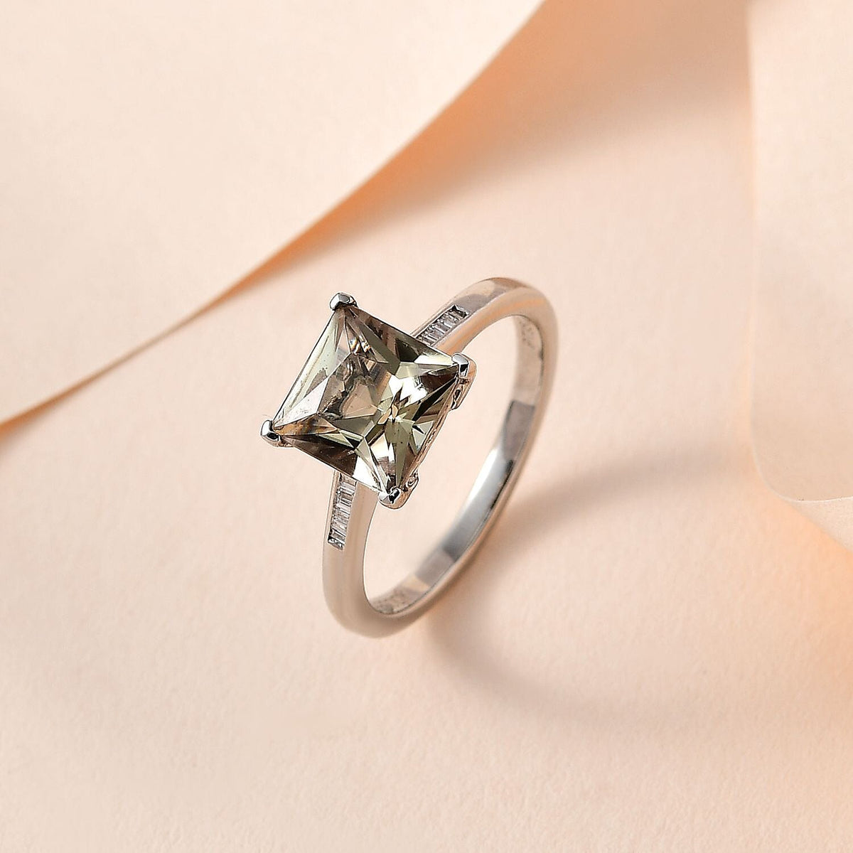 RHAPSODY 950 Platinum AAAA Turkizite (Princess Cut - 2.45 Ct) White Diamond (EF-VS) Ring 2.52 Ct 7698234 3
