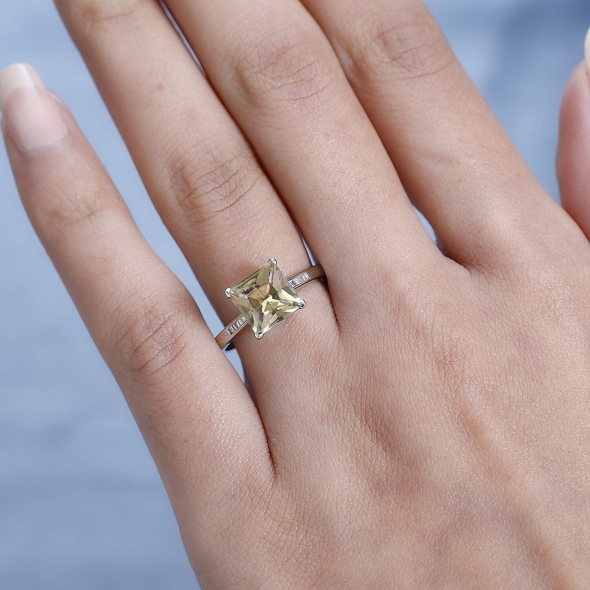 RHAPSODY 950 Platinum AAAA Turkizite (Princess Cut - 2.45 Ct) White Diamond (EF-VS) Ring 2.52 Ct 7698234 7