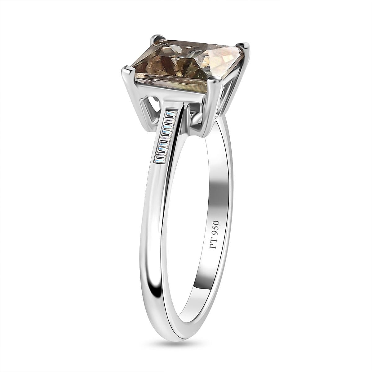 RHAPSODY 950 Platinum AAAA Turkizite (Princess Cut - 2.45 Ct) White Diamond (EF-VS) Ring 2.52 Ct 7698234 9