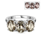 RHAPSODY - 950 Platinum AAAA Turkizite & White Diamond (VS-E-F) Trilogy Ring 4.45 Ct, Platinum Wt. 4.50 Gms.