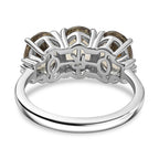 RHAPSODY - 950 Platinum AAAA Turkizite & White Diamond (VS-E-F) Trilogy Ring 4.45 Ct, Platinum Wt. 4.50 Gms.