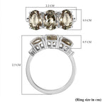RHAPSODY - 950 Platinum AAAA Turkizite & White Diamond (VS-E-F) Trilogy Ring 4.45 Ct, Platinum Wt. 4.50 Gms.
