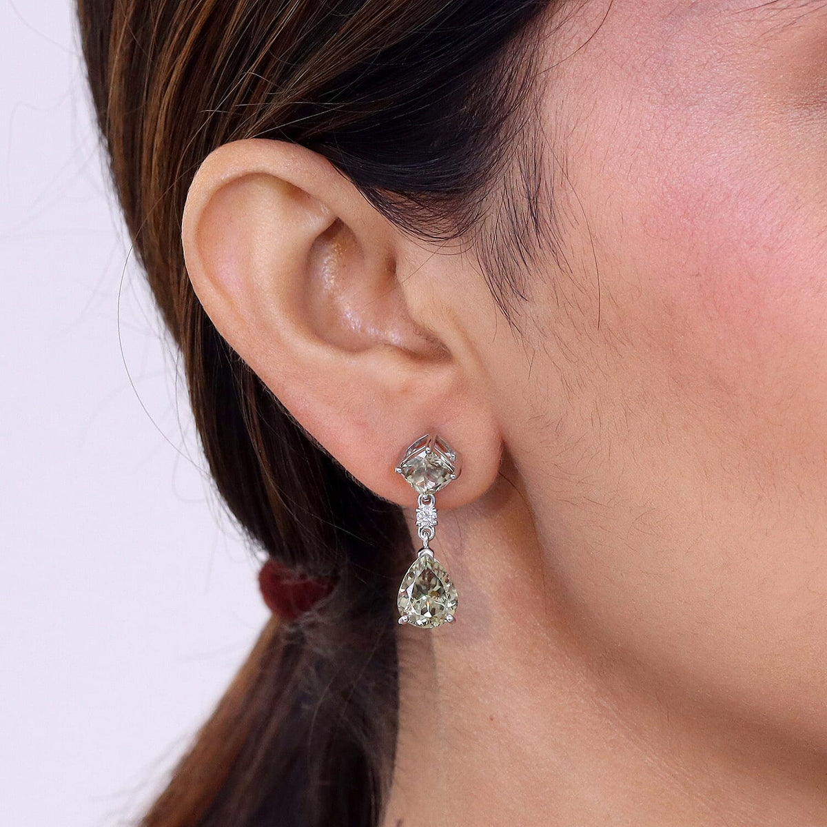 Rhapsody 950 Platinum AAAA Turkizite &amp; VS-E/F White Diamond Dangling Earring with Screw Back 8.64 Ct, Platinum Wt. 6.57 Gms 8525101 2