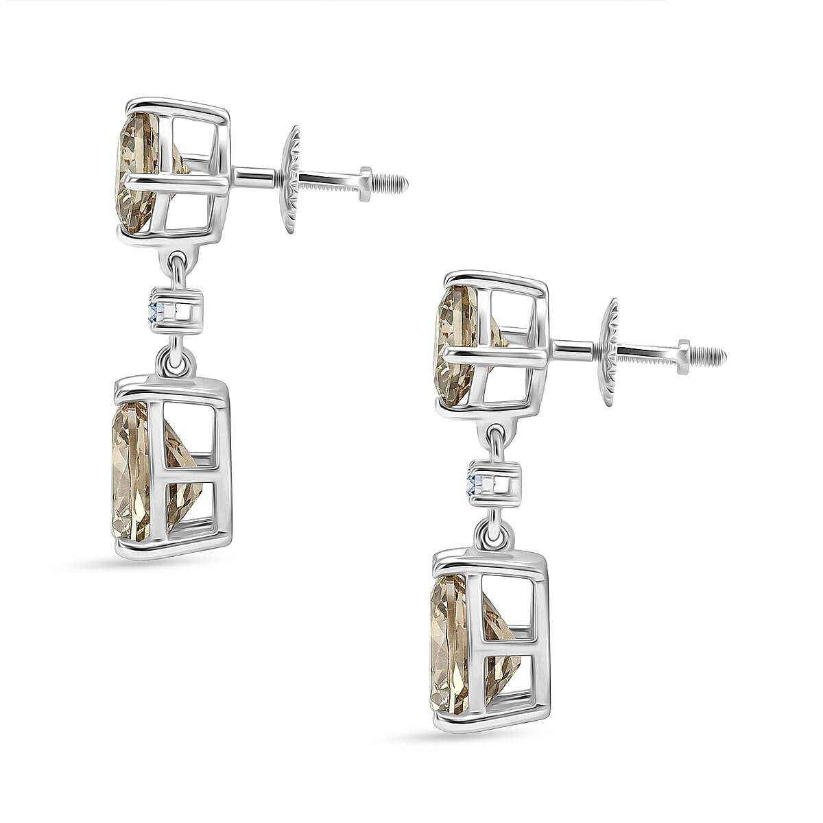 Rhapsody 950 Platinum AAAA Turkizite &amp; VS-E/F White Diamond Dangling Earring with Screw Back 8.64 Ct, Platinum Wt. 6.57 Gms 8525101 4
