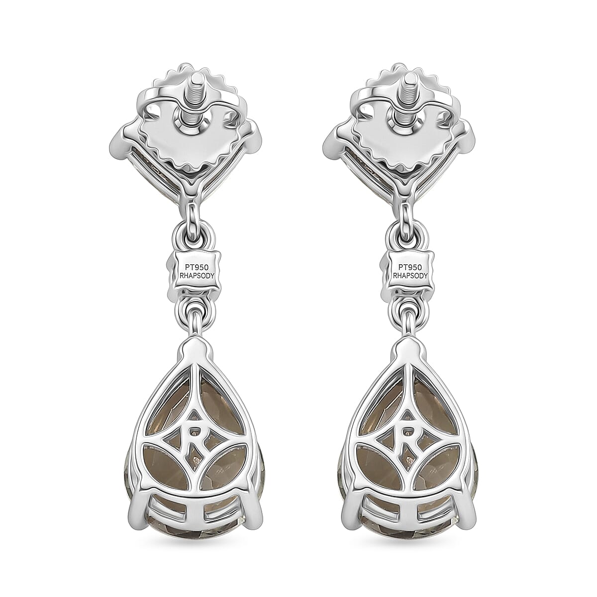 Rhapsody 950 Platinum AAAA Turkizite &amp; VS-E/F White Diamond Dangling Earring with Screw Back 8.64 Ct, Platinum Wt. 6.57 Gms 8525101 5