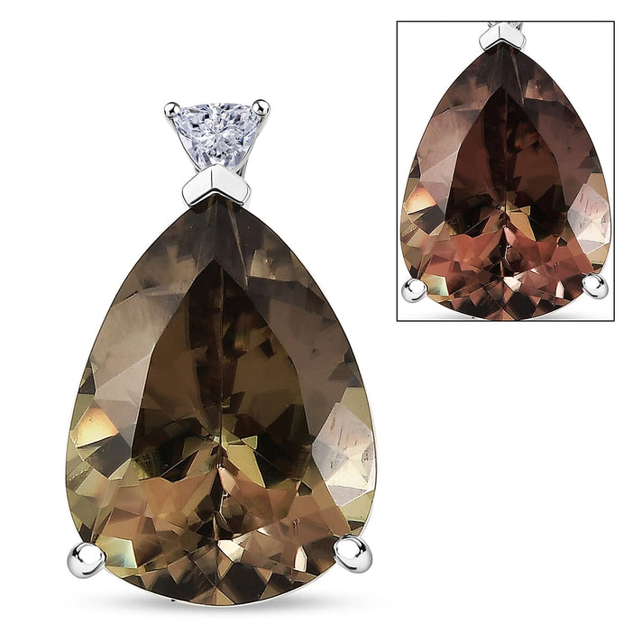 The Heirloom Collection -Rhapsody -950 Platinum AAAA Natural Turkizite and Natural Diamond (VS-E-F) Solitaire Pendant 20.13 Ct 8557644 1