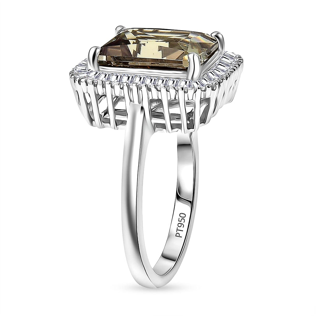 FINAL STOCK - RHAPSODY 950 Platinum AAAA Turkizite & Natural White Diamond (VS-EF) Ring 5.00 Ct, Platinum Wt. 7.06 Gms.