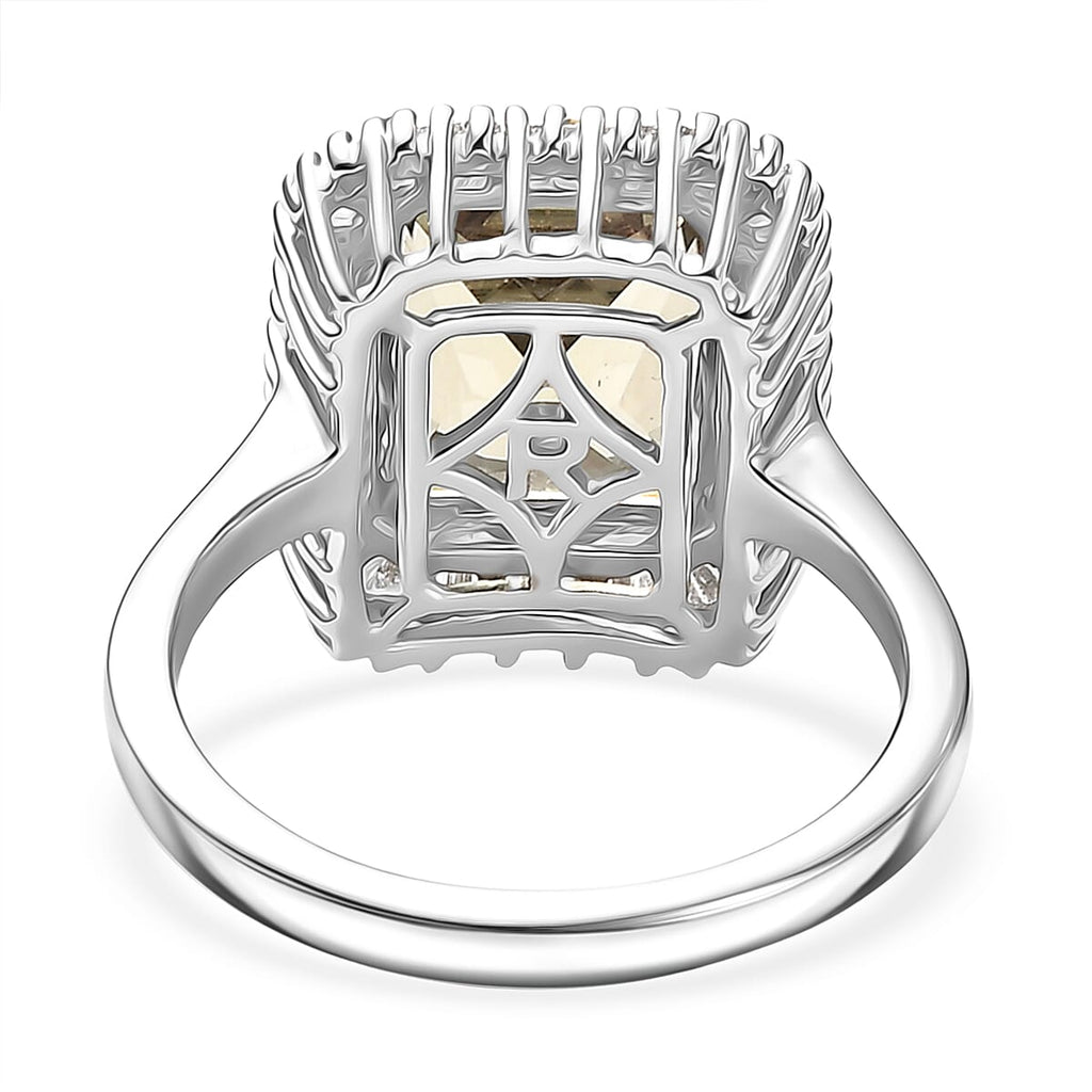 FINAL STOCK - RHAPSODY 950 Platinum AAAA Turkizite & Natural White Diamond (VS-EF) Ring 5.00 Ct, Platinum Wt. 7.06 Gms.