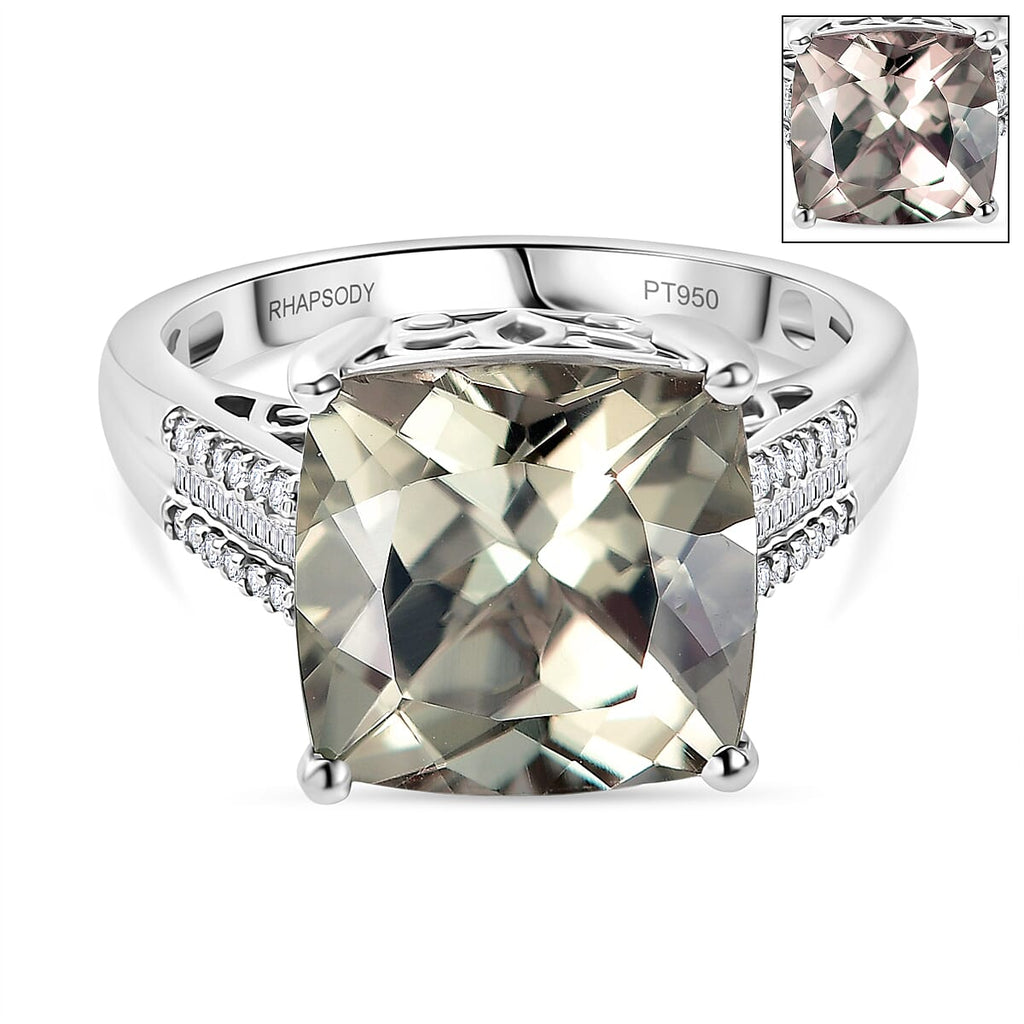 Rhapsody 950 Platinum AAAA Natural Turkizite & Natural White Diamond (VS-E-F) Solitaire Ring 10.24 Ct, Platinum Wt. 8.42 Gms.
