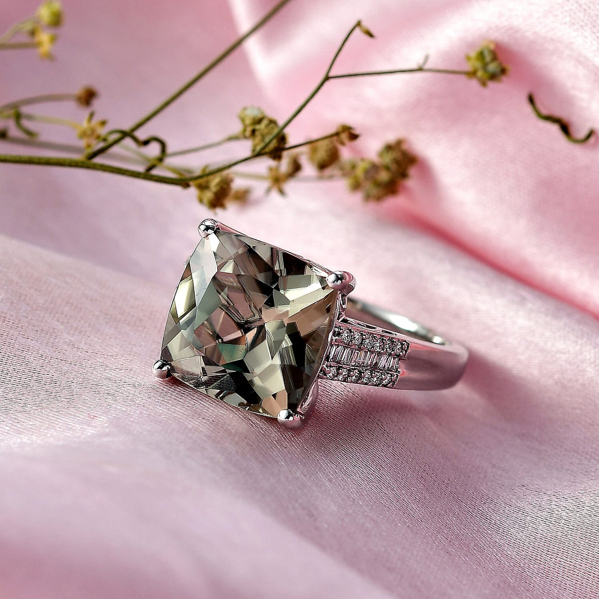 Rhapsody 10 Ct. AAAA Natural Turkizite, Natural White Diamond Cocktail Ring in 950 Platinum (VS/EF) 8286902 1