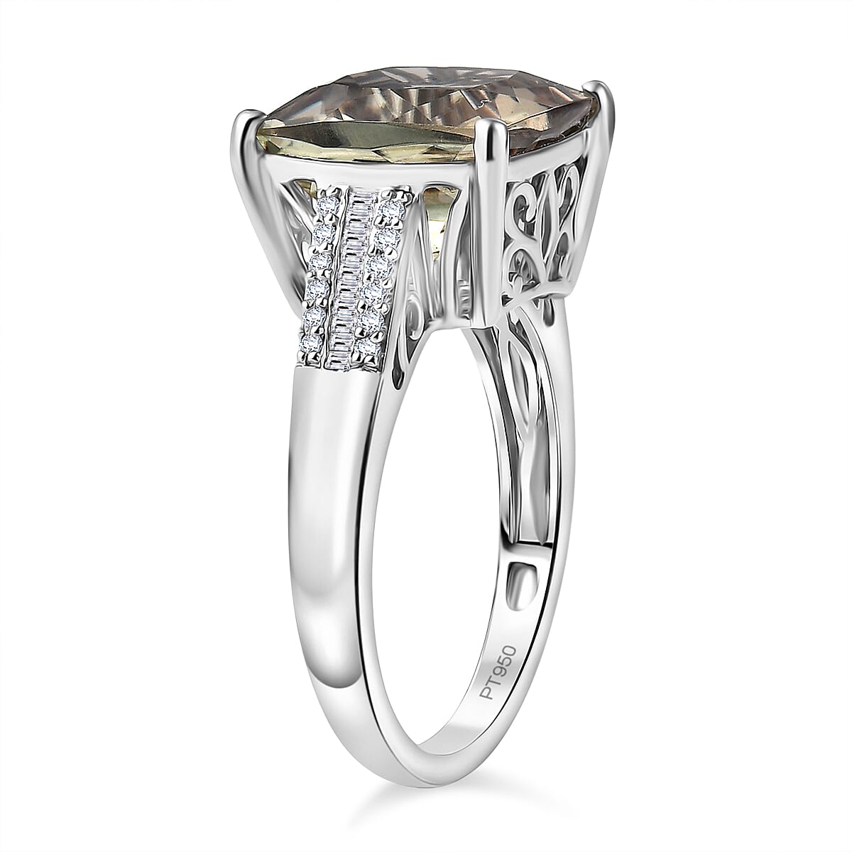 Rhapsody 10 Ct. AAAA Natural Turkizite, Natural White Diamond Cocktail Ring in 950 Platinum (VS/EF) 8286902 3